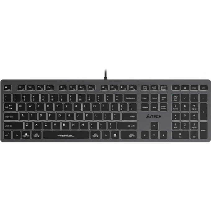Клавиатура A4TECH FSTYLER FX60 SLIM LED USB серая FX60 GREY WHITE Клавиатура A4TECH FSTYLER FX60 SLIM LED USB серая FX60 GREY WHITE