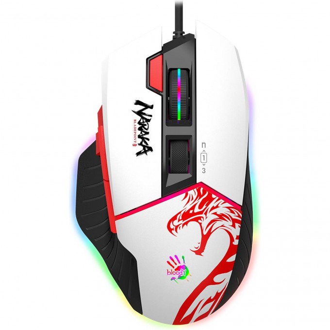 Мышь A4TECH BLOODY белый/рисунок оптическая (12000dpi) USB (6but) W95 MAX NARAKA Мышь A4TECH BLOODY белый/рисунок оптическая (12000dpi) USB (6but) W95 MAX NARAKA